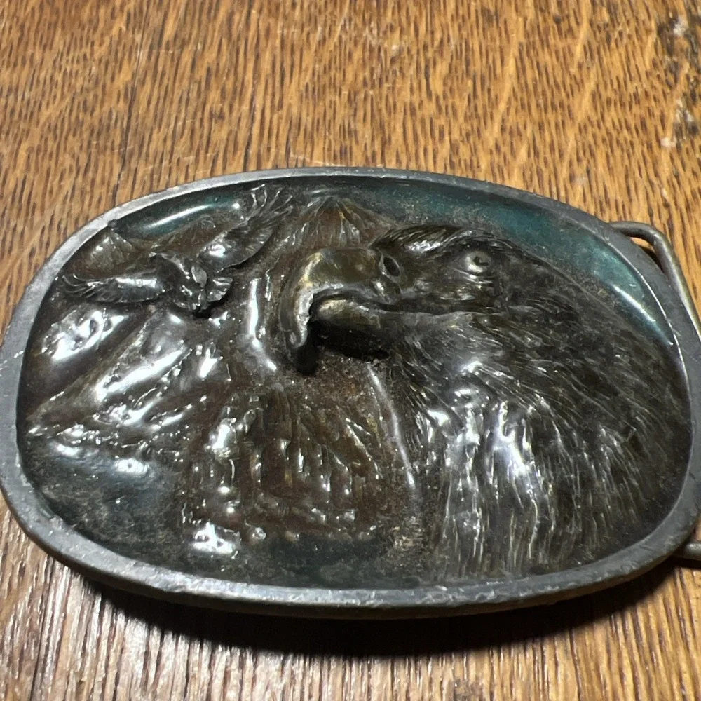Vintage C & J Eagle Belt Buckle 1986 Made in USA Numbered 1135 Metal Animal